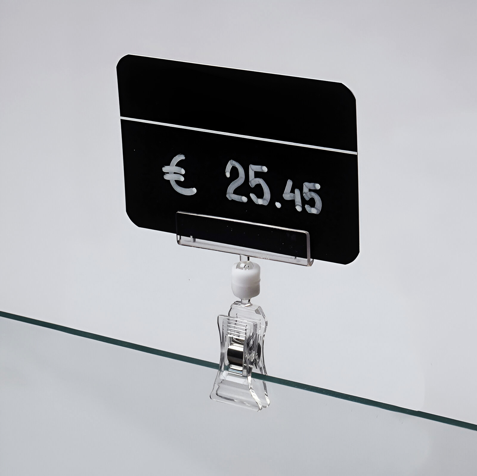 173601.0093 CLEMA PLASTIC CU BAZA PT. MESAJ / SEMNALIZARE LA RAFT / VITRINA STICLA 7.5 CM - imagine 1