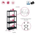 RAFT PLASTIC PVC CU 4 POLITE NEGRU 600X300X1320 MM, AJUSTABIL PE INALTIME - imagine 2