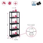RAFT PLASTIC PVC CU 5 POLITE NEGRU 630X300X1650 MM, AJUSTABIL PE INALTIME - imagine 2