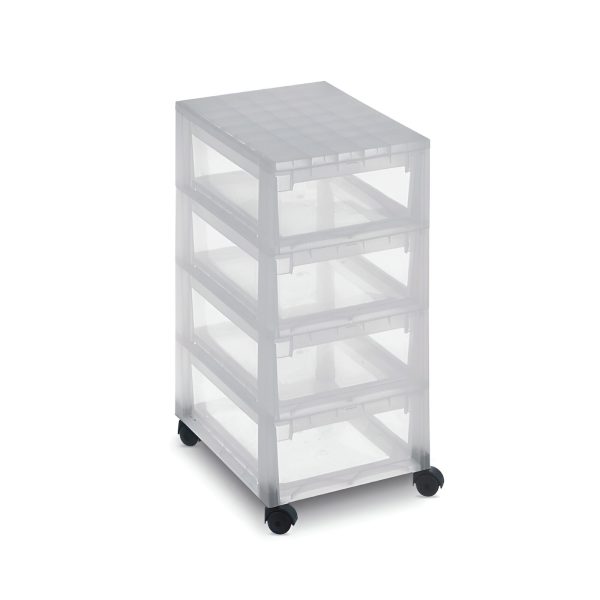 CUTIE TIP ROLL BOX CU 4 SERTARE DEPOZITARE 296X390 MM, PLASTIC TRANSPARENT