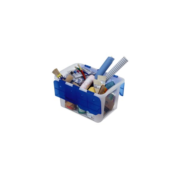 CUTIE PLASTIC DEPOZITARE 60 LT CU CAPAC "HOMEBOX OCEAN" TRANSPARENT / ALBASTRU