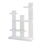 STAND 100X34X144 CM 5 NIVELURI CU ETAJERE LEMN ALB, DISPLAY PENTRU PROMO