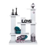 STAND 100X34X144 CM 5 NIVELURI CU ETAJERE LEMN ALB, DISPLAY PENTRU PROMO - imagine 2