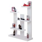 STAND 100X34X144 CM 5 NIVELURI CU ETAJERE LEMN ALB, DISPLAY PENTRU PROMO - imagine 5