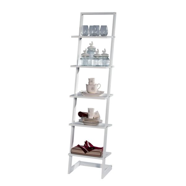STAND TIP SCARA 40X33X175 CM 5 NIVELURI LEMN ALB, DISPLAY PENTRU PROMO