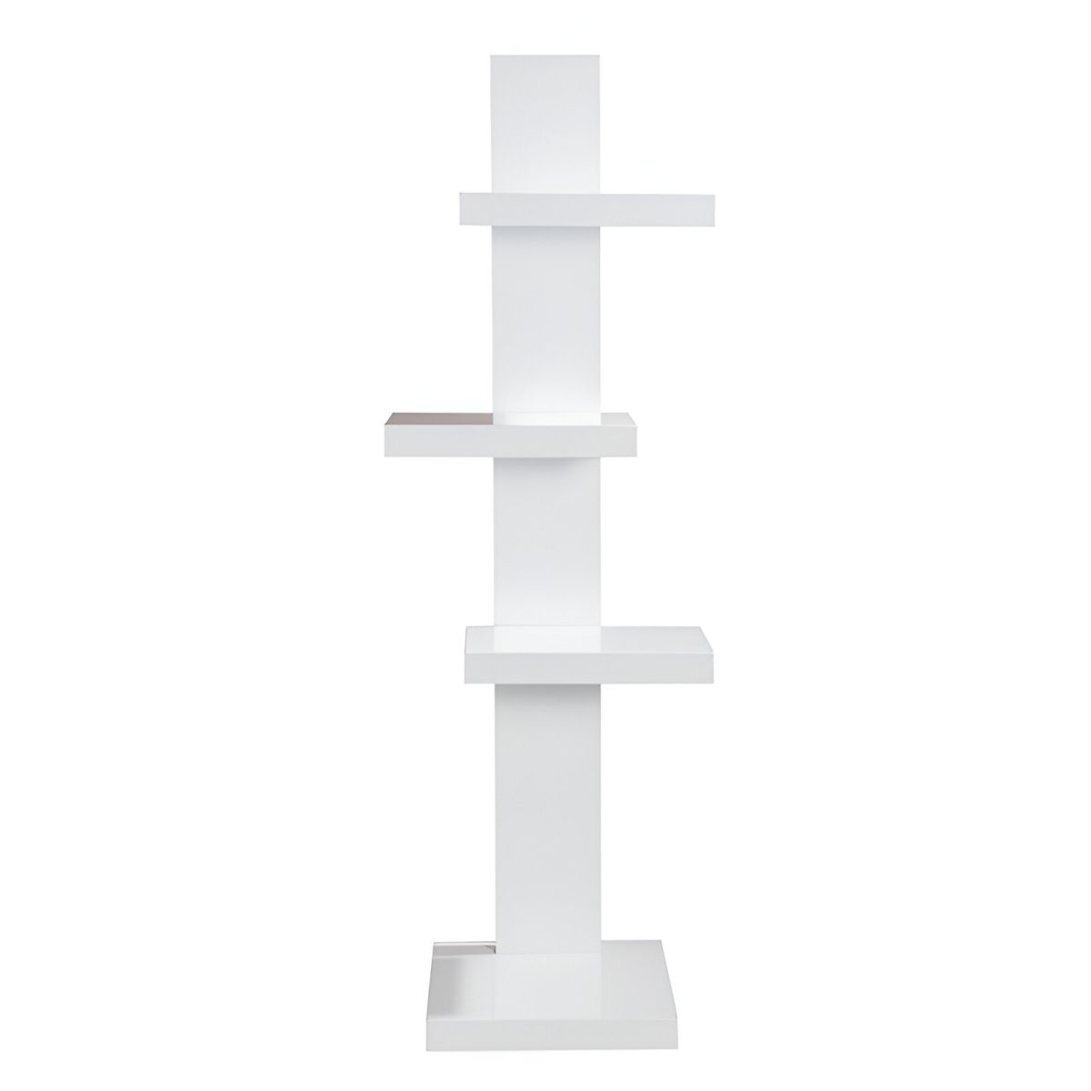 STAND 130X43X32 CM CU 4 NIVELURI LEMN ALB - imagine 1