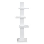 STAND 130X43X32 CM CU 4 NIVELURI LEMN ALB