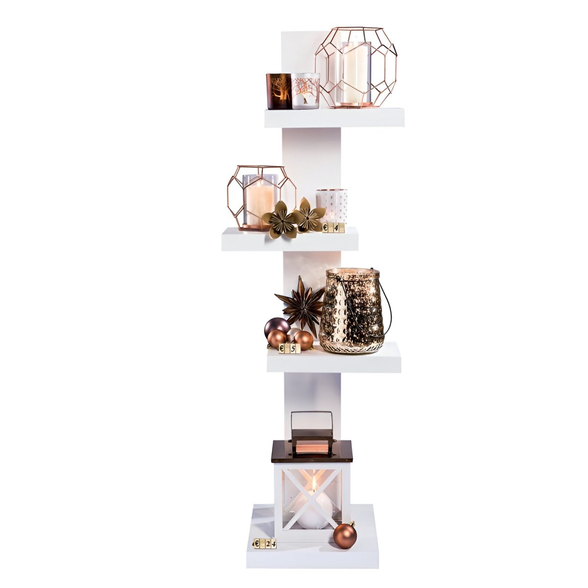 STAND 130X43X32 CM CU 4 NIVELURI LEMN ALB - imagine 3