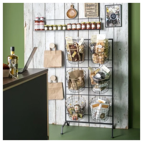 STAND PREZENTARE DIN METAL NEGRU CU 6 COSURI 67 X 40 X 125,5 CM