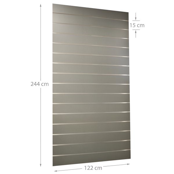 PANOU SLAT-SLATWALL GRI ARGINT L122XH244 CM PAS 15 CM CU 15 PROFILE DE ALUMINIU