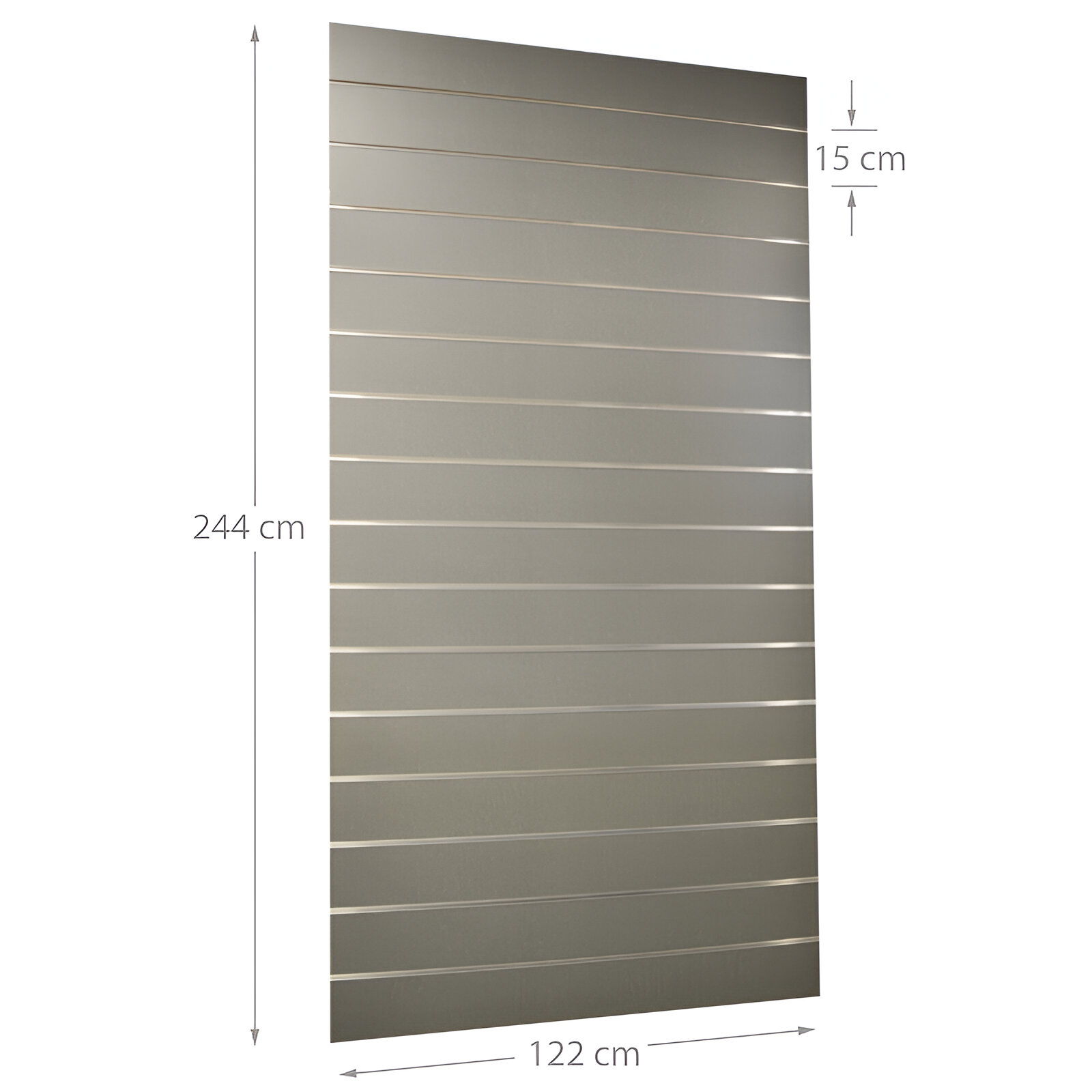 180704.0051-1 PANOU SLAT-SLATWALL GRI ARGINT L122XH244 CM PAS 15 CM CU 15 PROFILE DE ALUMINIU - imagine 1