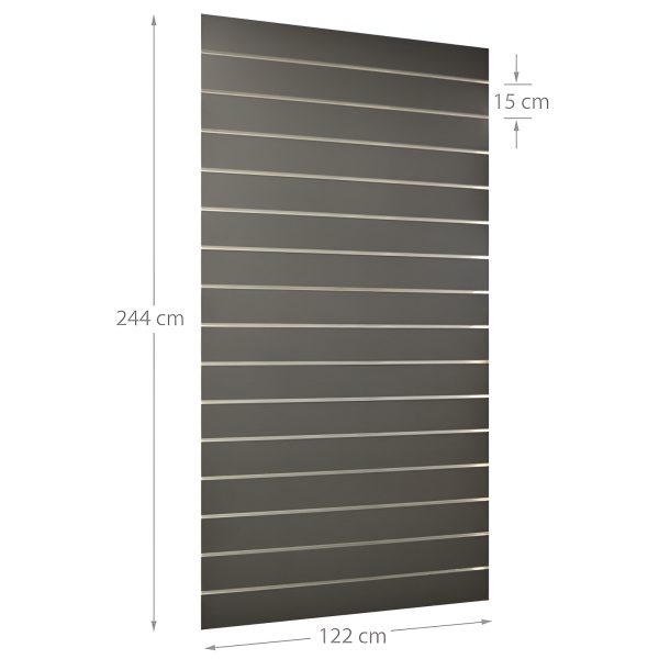 PANOU SLAT -SLATWALL GRI INCHIS L122XH244 CM PAS 15 CM CU 15 PROFILE DE ALUMINIU