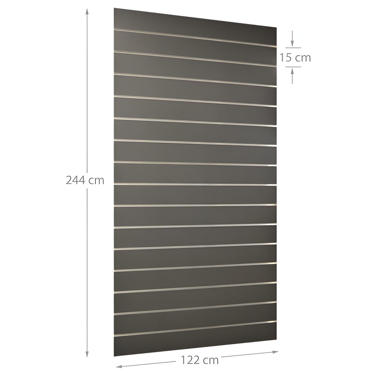 PANOU SLAT -SLATWALL GRI INCHIS L122XH244 CM PAS 15 CM CU 15 PROFILE DE ALUMINIU - imagine 1