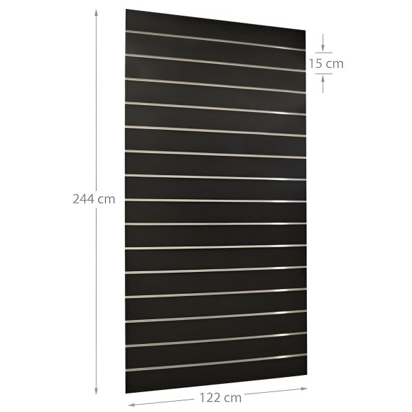 PANOU SLAT - SLATWALL NEGRU L122XH244 CM PAS 15 CM CU 15 PROFILE DE ALUMINIU