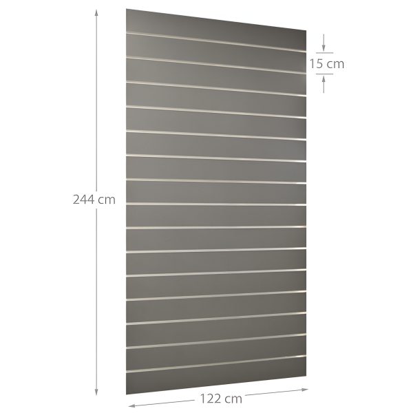 PANOU SLAT - SLATWALL GRI L122XH244 CM PAS 15 CM CU 15 PROFILE DE ALUMINIU
