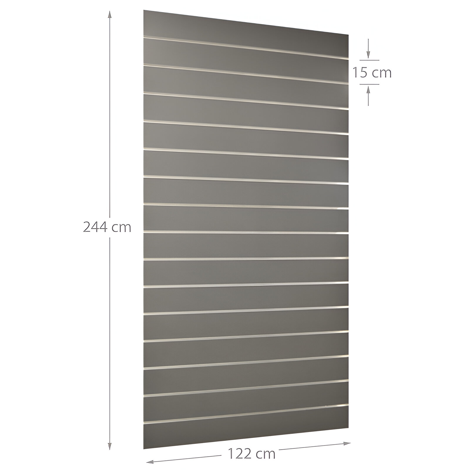 180704.0055-1 PANOU SLAT - SLATWALL GRI L122XH244 CM PAS 15 CM CU 15 PROFILE DE ALUMINIU - imagine 1