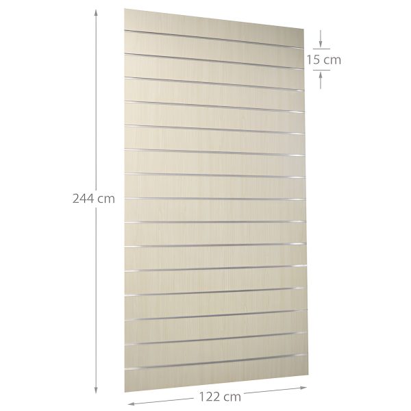 PANOU SLAT - SLATWALL CREM L122XH244 CM PAS 15 CM CU 15 PROFILE DE ALUMINIU
