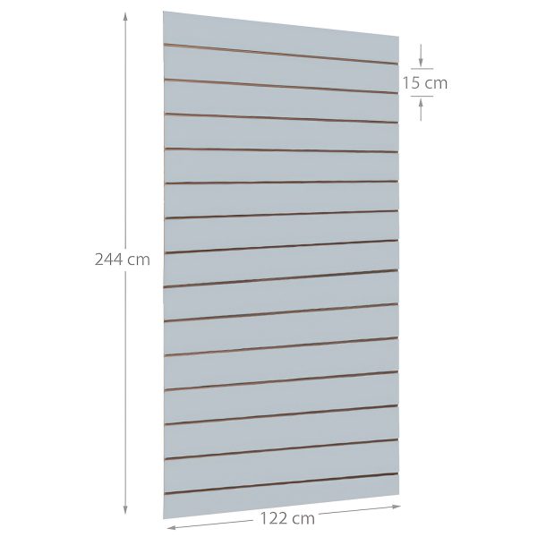 PANOU SLAT-SLATWALL GRI DESCHIS L122XH244 CM PAS 15 CM CU 15 PROFILE DE ALUMINIU