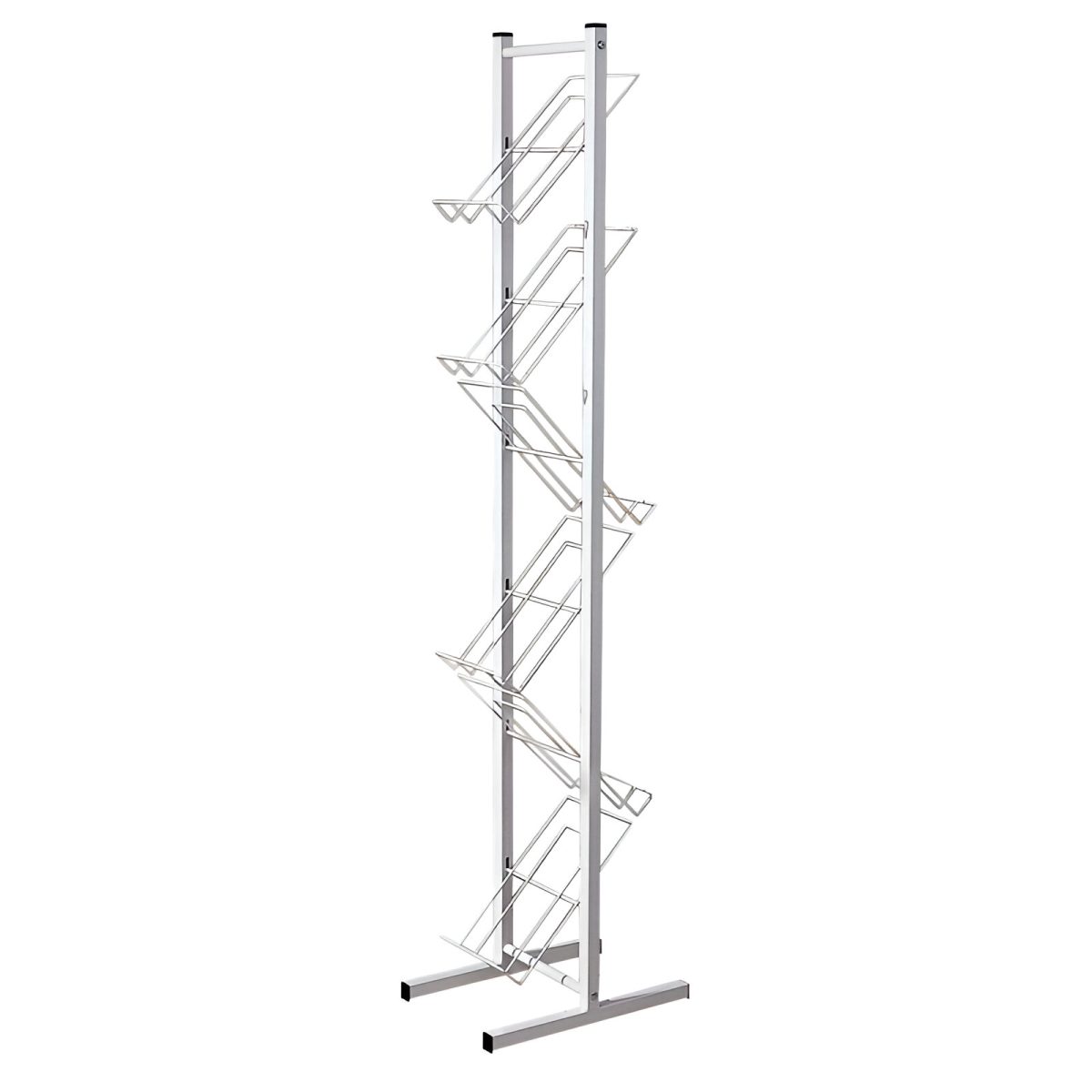 STAND PENTRU REVISTE 6X A4 POZITII ,SARMA ALB H 105 CM - imagine 1