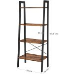 STAND METAL NEGRU CU 4 POLITE LEMN 56X34XH137.5 CM - imagine 2