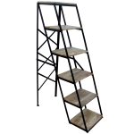 STAND METAL NEGRU CU 4 POLITE LEMN 42X96XH153 CM