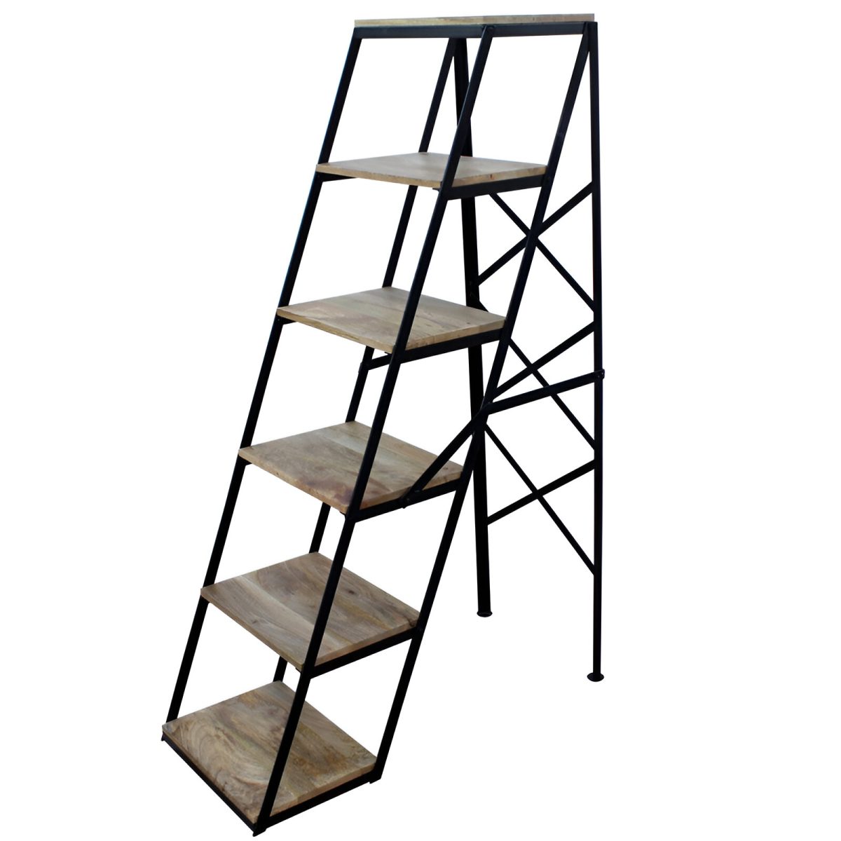 STAND METAL NEGRU CU 4 POLITE LEMN 42X96XH153 CM - imagine 2