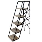 STAND METAL NEGRU CU 4 POLITE LEMN 42X96XH153 CM - imagine 2