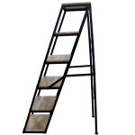 STAND METAL NEGRU CU 4 POLITE LEMN 42X96XH153 CM - imagine 3