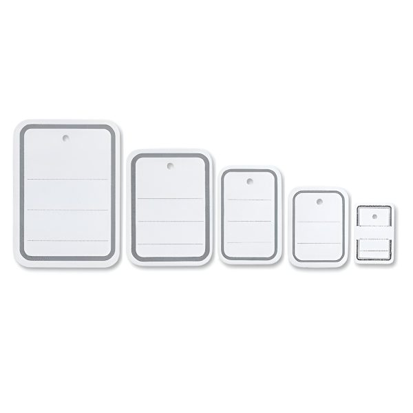 ETICHETE PRET CU GAURA SI CHENAR,CARTON ALB 3X4.6 CM (1000 BUCATI)