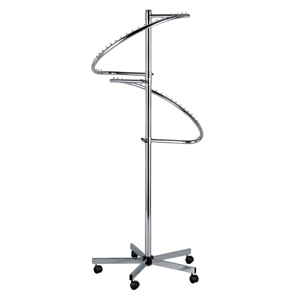 SUPORT UMERASE HAINE IN SPIRALA DUBLA 90X90X200 CM, CROMAT, CU ROTI