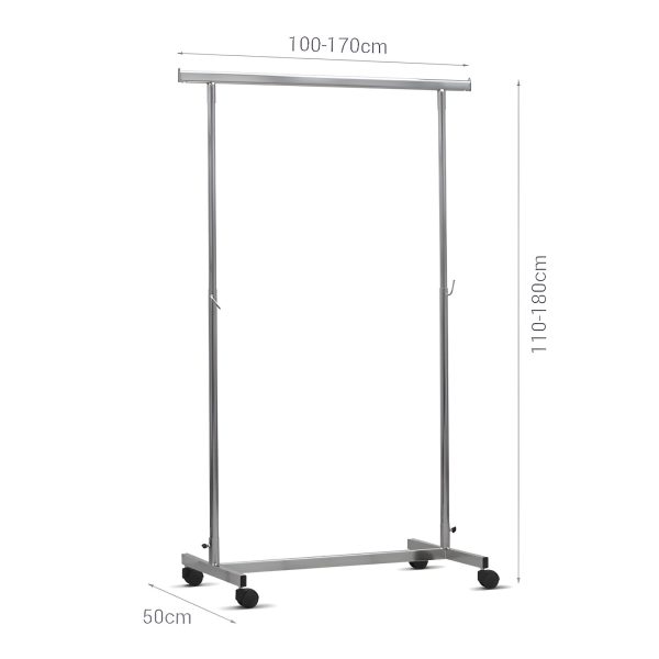SUPORT UMERASE HAINE AJUSTABIL CU ROTI L100-170 ;H 110-180 CM, CROMAT