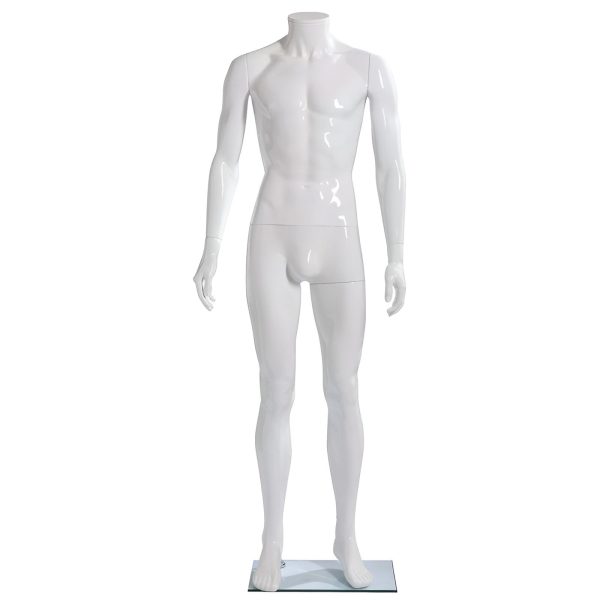 MANECHIN BARBAT H184 CM, ALB LUCIOS, PLASTIC, FARA CAP