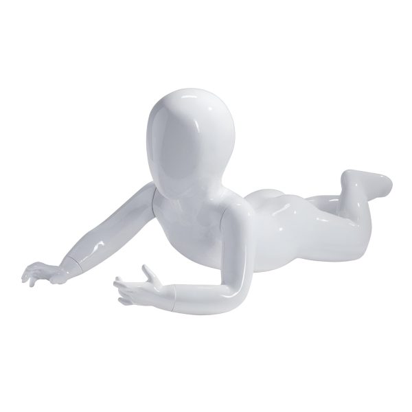 MANECHIN BEBE H60 CM, ALB LUCIOS, PLASTIC, POZITIA CULCAT PE BURTA