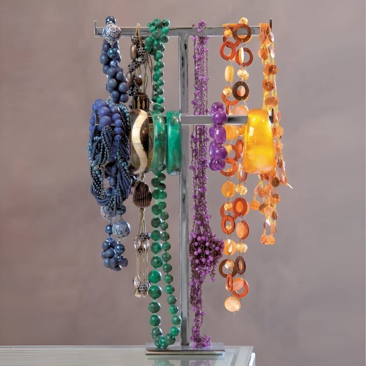 DISPLAY METALIC PENTRU PREZENTARE BRATARI SI COLIERE CU 2 POZITII, 23x42x10 CM - imagine 2