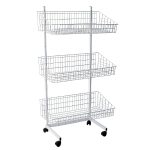 STAND METALIC ALB CU ROTI SI 3 COSURI SARMA 60X44X171 CM