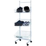 STAND METALIC ALB CU ROTI SI 3 COSURI SARMA 60X44X171 CM - imagine 3