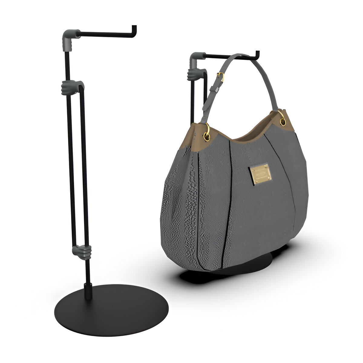 181004.0162 SUPORT / STAND GEANTA AJUSTABIL 25-50 CM NEGRU, PENTRU EXPUNERE IN VITRINE - imagine 1