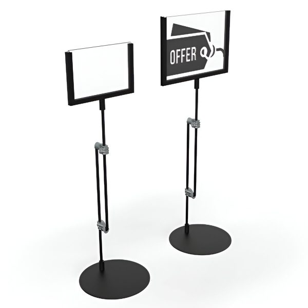SUPORT / DISPLAY METALIC PENTRU AFIS FORMAT A5, REGLABIL 41-66 CM