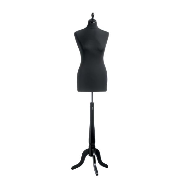 BUST CROITORIE FEMEIE, NEGRU CU SUPORT LEMN, INALTIME REGLABILA 135-170 CM
