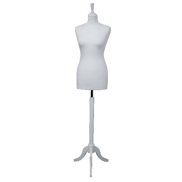 BUST CROITORIE FEMEIE, ALB CU SUPORT LEMN, INALTIME REGLABILA 135-170 CM
