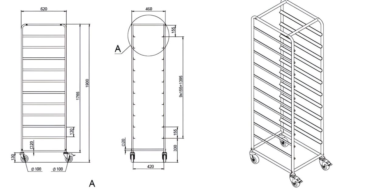 CARUCIOR PT. TAVI HORECA SP02 62X46X190 CM - imagine 2