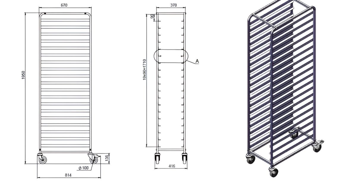 CARUCIOR PT. TAVI HORECA SP03 37X67X195 CM - imagine 2