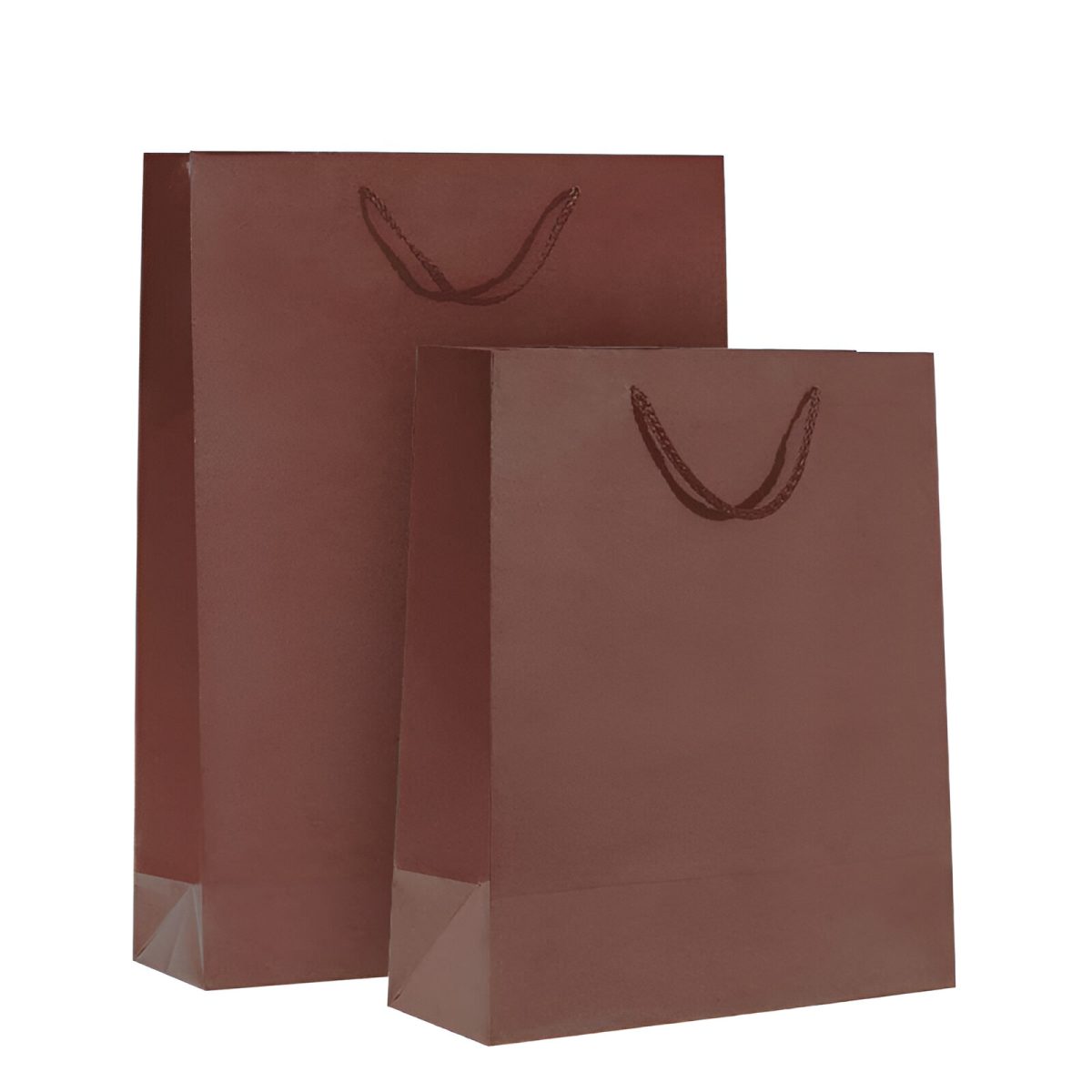 PUNGA HARTIE PLASTIFIATA MAT CAFENIU CU CORDON 12 BUC - imagine 1