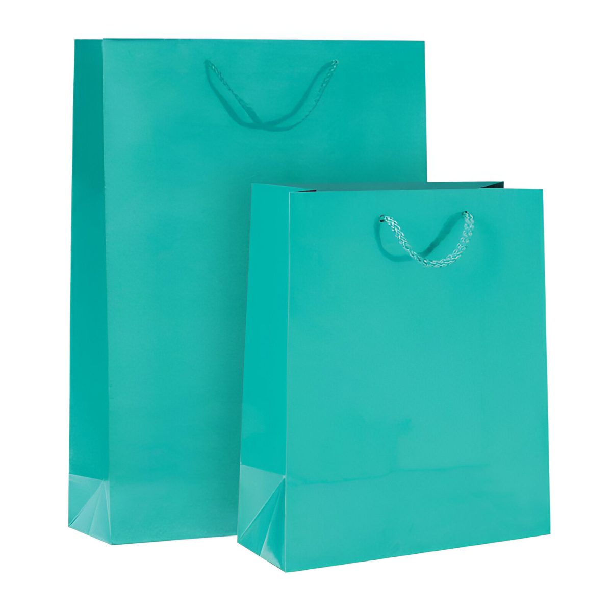 PUNGA HARTIE PLASTIFIATA MAT TURCOAZ CU CORDON 12 BUC - imagine 1