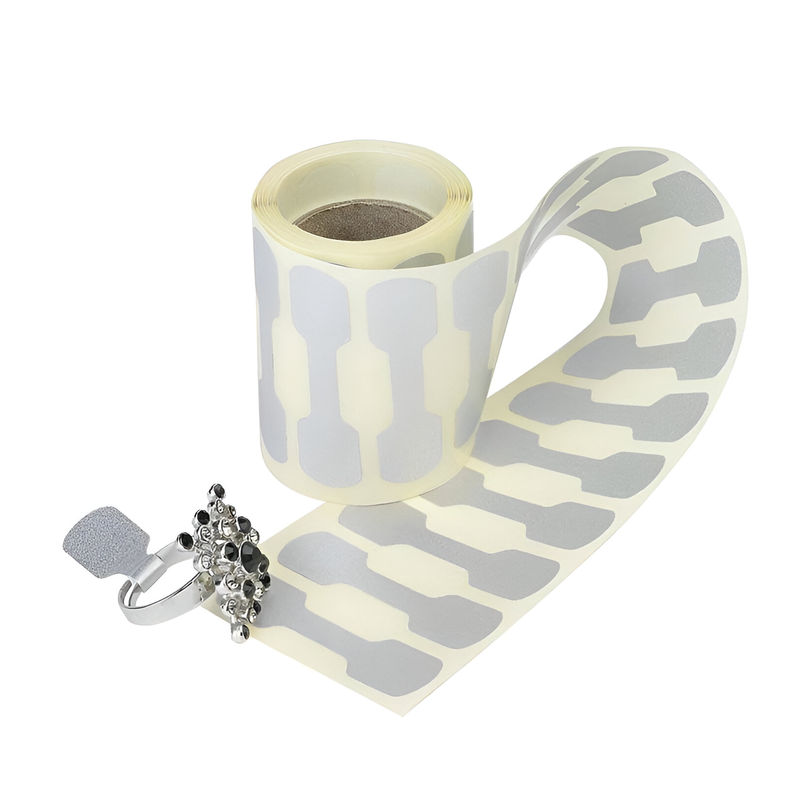 220100.0870 ETICHETA PENTRU BIJUTERII 50X12 MM HARTIE ARGINTIE , ROLA 1000 BUCATI - imagine 1