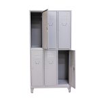 VESTIAR METALIC H1800X900X450 MM CU 3 CANATE, 6 USI GRI RAL 9006 - imagine 2