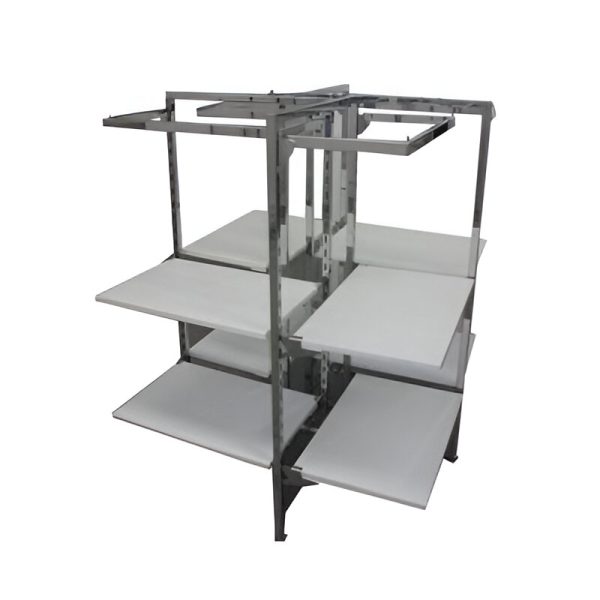 GONDOLA METAL CROMAT + PAL ALB 112X112X140 CM CU 8 POLITE