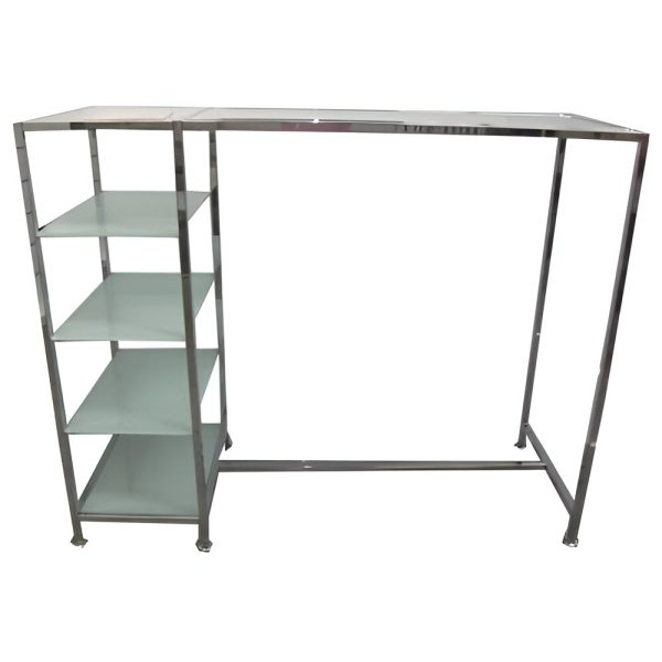 STAND METAL CROMAT 64X170X140 CM CU 5 POLITE DE STICLA