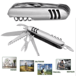 BRICEAG MULTIFUNCTIONAL PUFO PENTRU CAMPING 14 IN 1, 9 CM, ARGINTIU - imagine 2