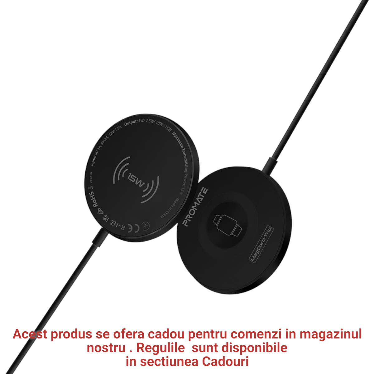 852099.2018 INCARCATOR WIRELESS DUAL PROMATE MAGCORD-TRIO, 15W, UNIVERSAL, QI, NEGRU - imagine 1
